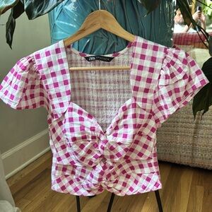 Zara Checkered Women's Top